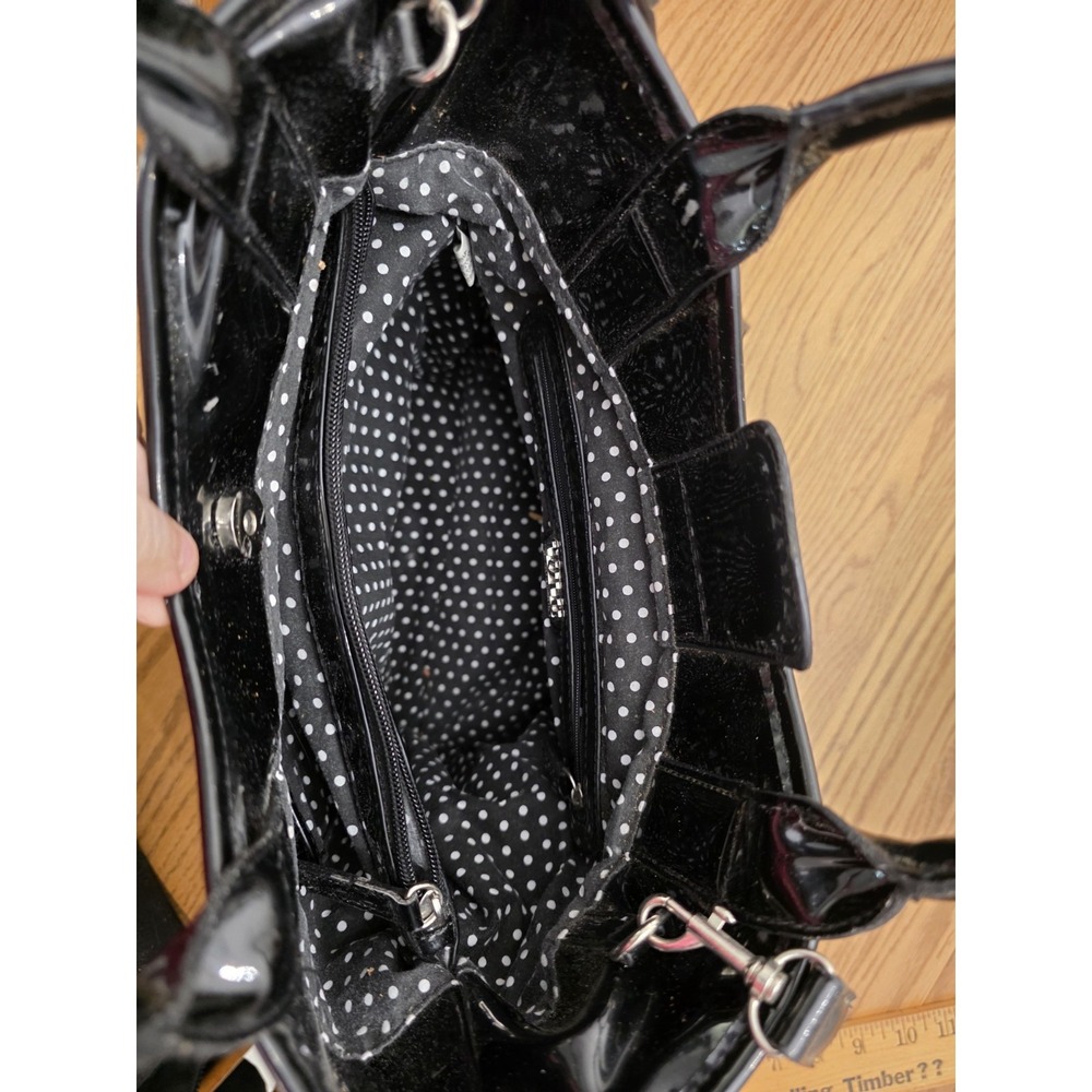 Lulu by Lulu Guinness London Print Tote Bag Y2K Patent Trim Shoulder Bag - Picture 3 of 9